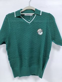 MALBON Women's Golf Knit Polo Shirt Wear Hollow-out Stylish Versatile Comfort