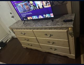 Solid Real Marble Top wood dresser w/ mirror – heavy duty –