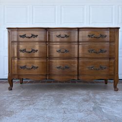 Vintage Solid Walnut French Triple Dresser 