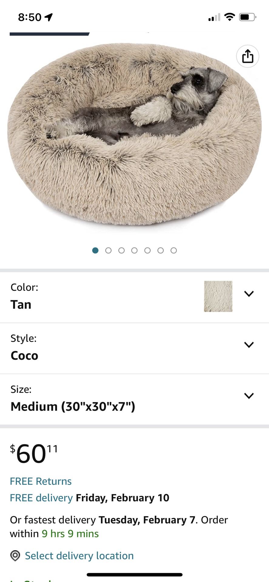 Friends Forever Coco Donut Dog Bed, Soft Faux Fur Cat Couch For Indoor Pet, Fluffy Calming Plush Shag, Round Raised Rim Bolster Cushion, Machine Washa