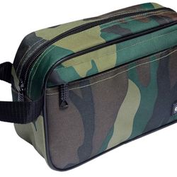 Vegan Canvas Toiletry Canvas Travel Case Dopp Kit Bag (Camo Green)