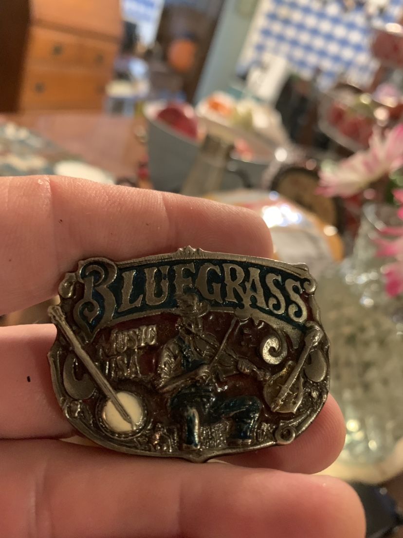  Vintage Girls Pewter Bluegrass Belt Buckle 