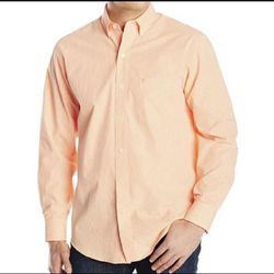 IZOD mens Long Sleeve Stretch Performance Solid Button Down Shirt