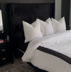 queen-size upholstered bed frame