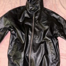 Girls oversized leather jacket