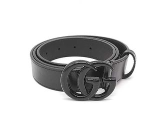 Gucci Gg Marmont Black Leather Belt With Black-toned Double G Buckle Mk0126orzmia