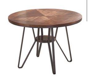 Round Wood Dining Table with Hairpin Legs