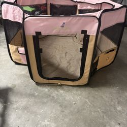 Zampa Pet Folding Soft-sided Dog & Cat Playpen, Pink, Lar