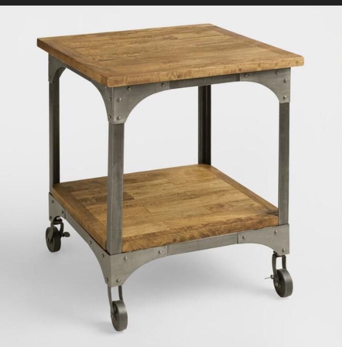 World Market Wood And Metal Aiden End Side Table