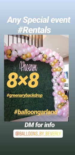 Greenary Wall and Balloon Garlands for any party event