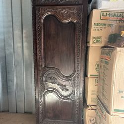 Antique Carved Bonnetiere Armoire Cabinet 