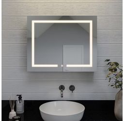 NEW 24x30" Lighted LED Fog Free Surface/Recessed Mount Mirrored Rectangle Medicine Cabinet w/Outlet