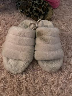 Pink Fur Ugg Slides Size 10