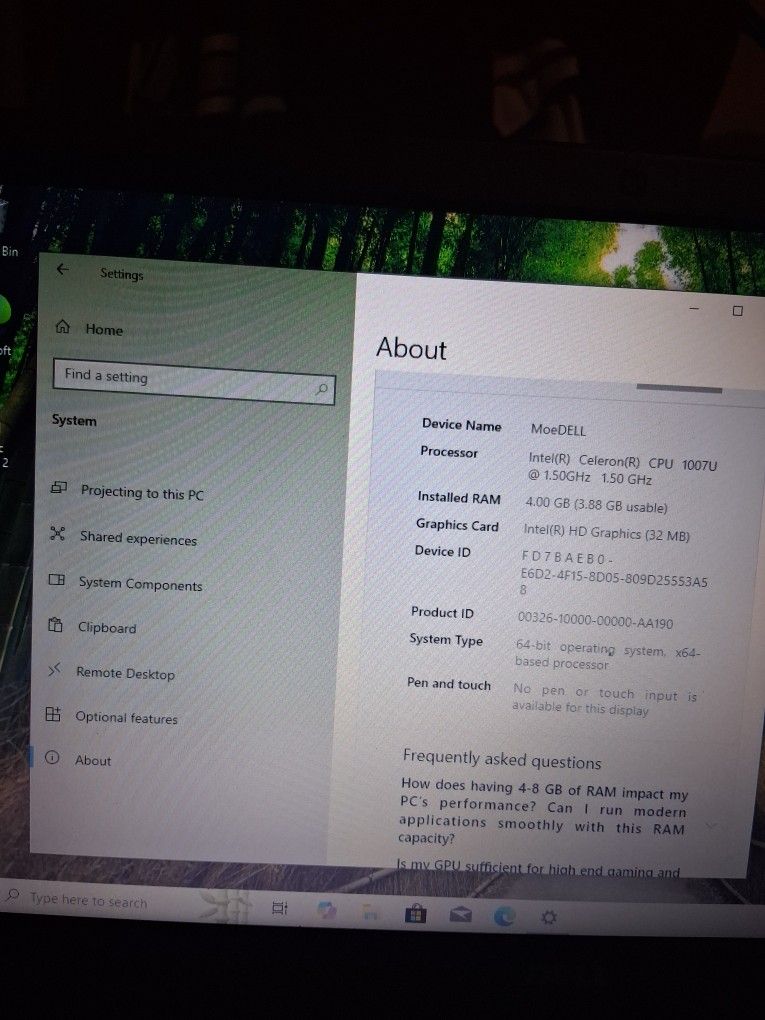 Dell Inspiron Laptop Windows 10 Home