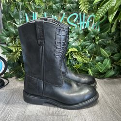 Red Wing Mens Pecos Boot Size 9 2E Black Leather Western Vintage Made In USA