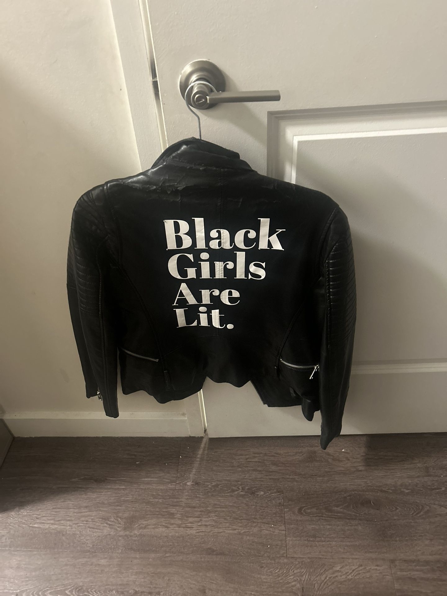 “Black Girl Are Lit” Pleather Jacket 