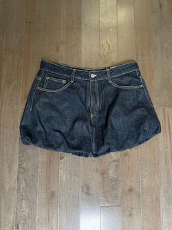 Zara Denim Bubble Skirt Dark Wash Indigo Puff Mini Skirt Size L
