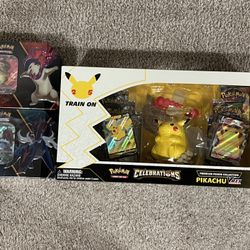 Pokémon TCG Sealed Lot – Celebrations Pikachu VMAX + 2 V Tins