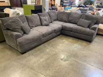 Charcoal Extra Large Chenille Plush L-Shaped Sectional
