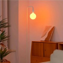 Floor Lamp for Living Room - Minimalist Standing Lamp with Modern LED Bulb, White Frosted Globe Glass 6", 1800K Warm Ambiant Lighting Decorative Tall 