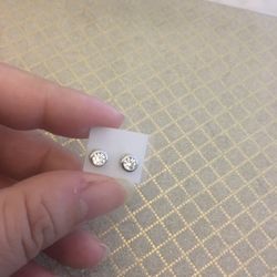 Real Silver Zircon Diamond Small Stud Earrings 