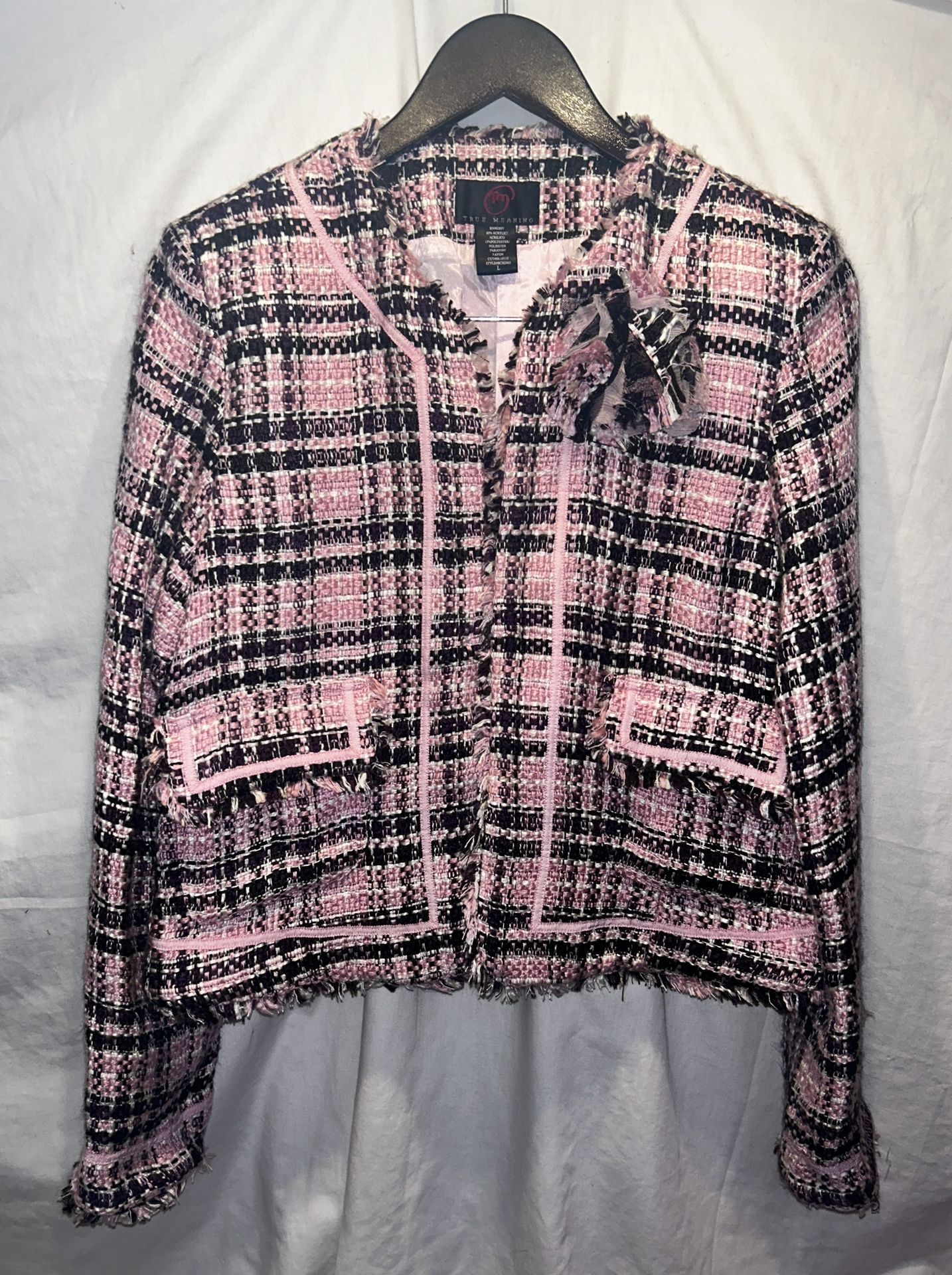 True Meaning Cropped Tweed Blazer Jacket-Women’s L