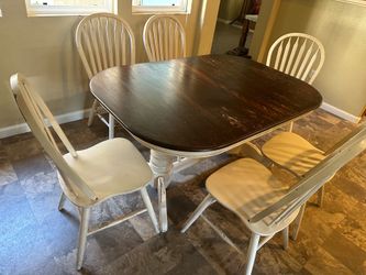 Vintage Dining Table Set - 6 Chairs + expandable leaf - $200