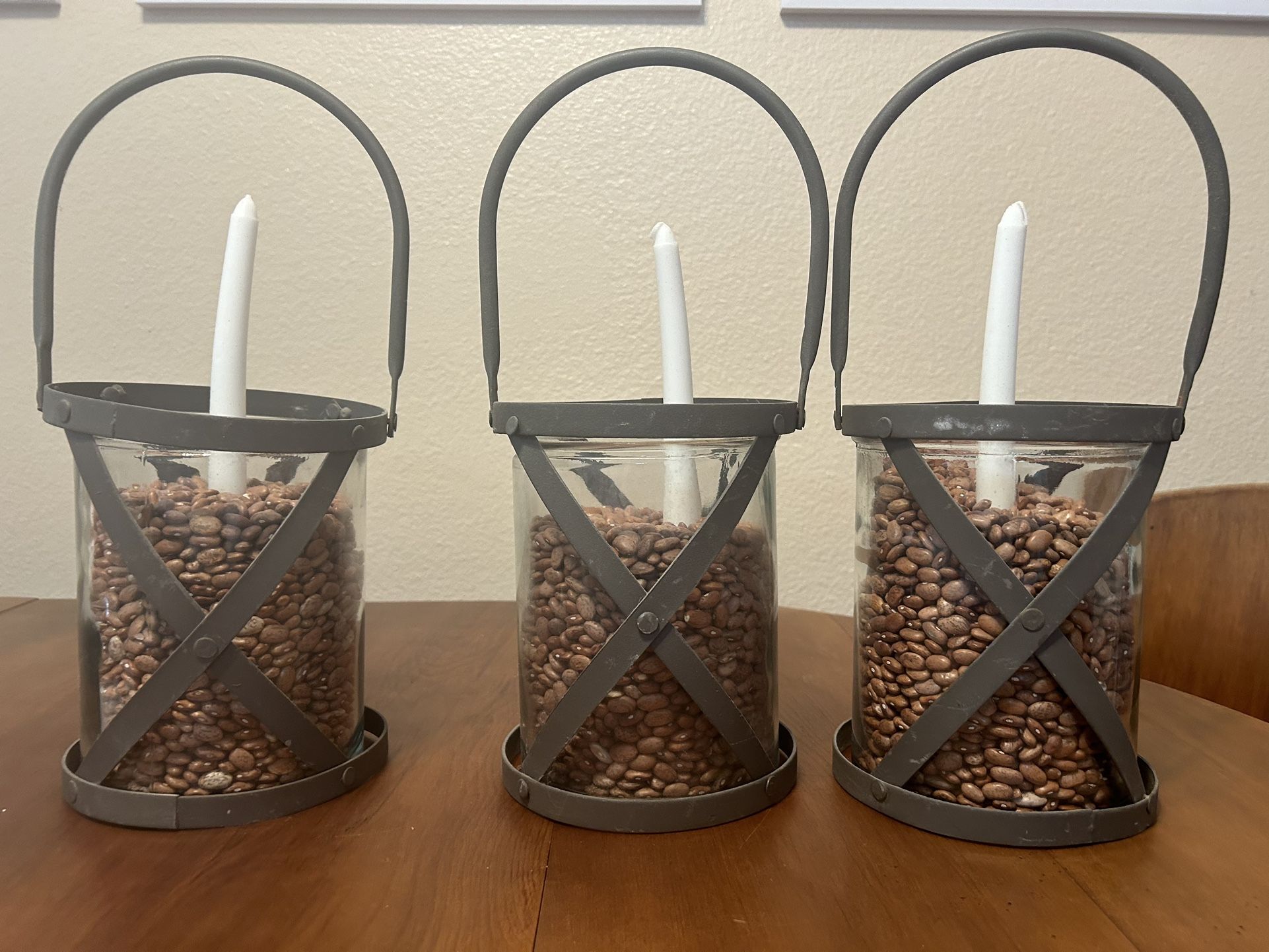 GLASS AND STEEL HURRICANE LAMPS