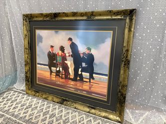 Jack Vettriano “Elegy for the Dead Admiral” Art Print in Ornate Black and Brass Frame