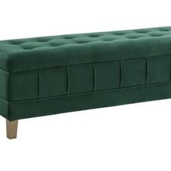 Jude Tufted Storage Ottoman ( Green Velvet)