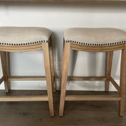 Pier 1 -Counter Height Stools, Cream, Set Of 2
