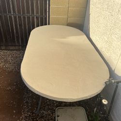 7 Foot Long Table With 5 Iron Chairs - Excellent Condition 