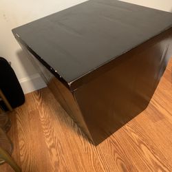 2 Dark Oak Wooden Storage Ottomans 