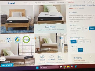 Lucid Low Profile Hybrid Memory Foam Mattress