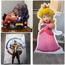 Gamestop Store Displays donkey kong, princess peach, mortal kombat