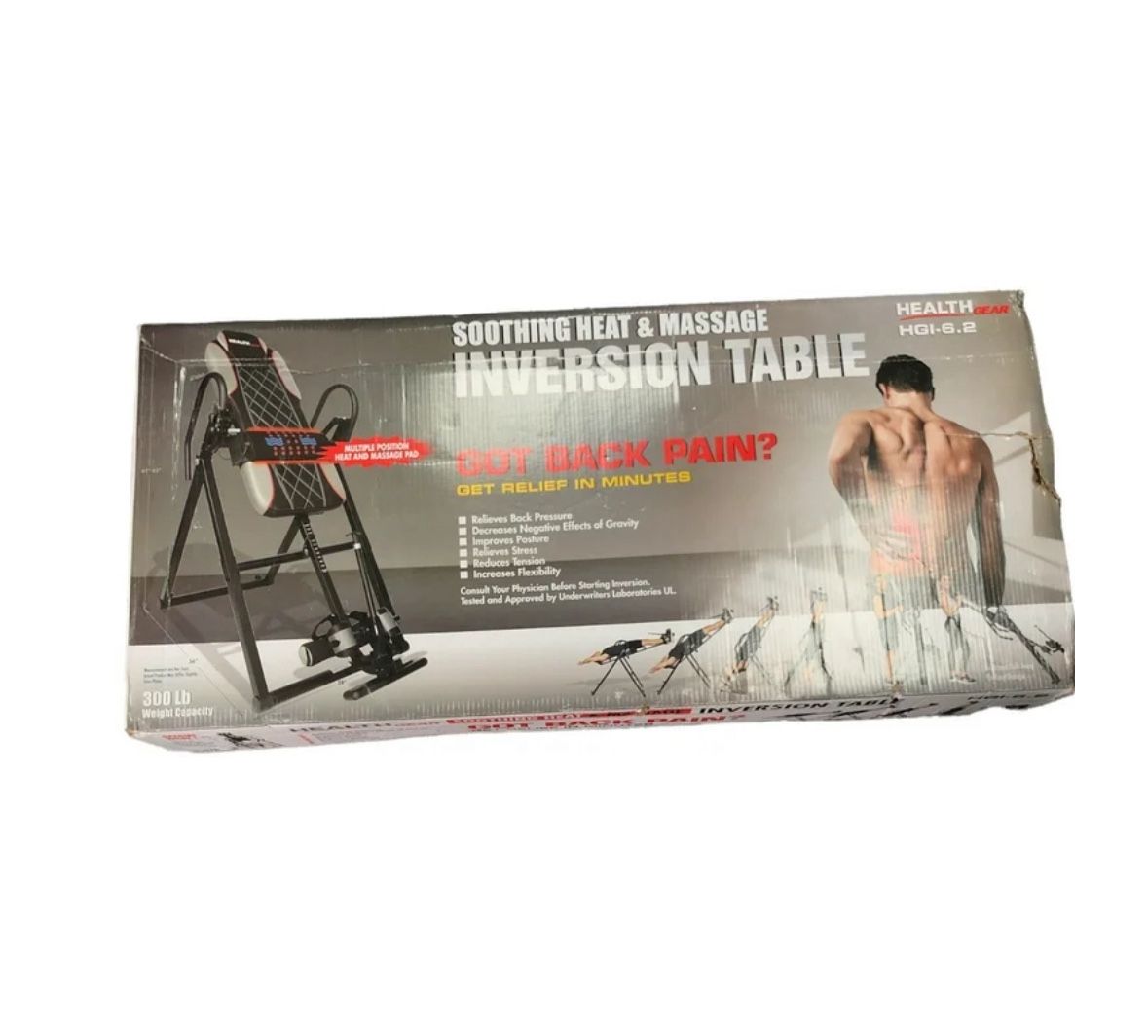 Health Gear HGI 6.2 Heat And Vibration Massage Inversion Table Brand New In Box