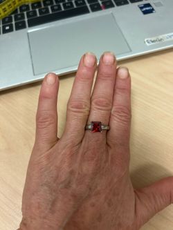 Stunning Red Square Gemstone Ring