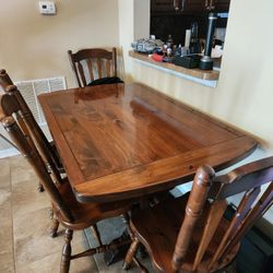 Dining Table, 6 Chairs, Buffet And Hutch
