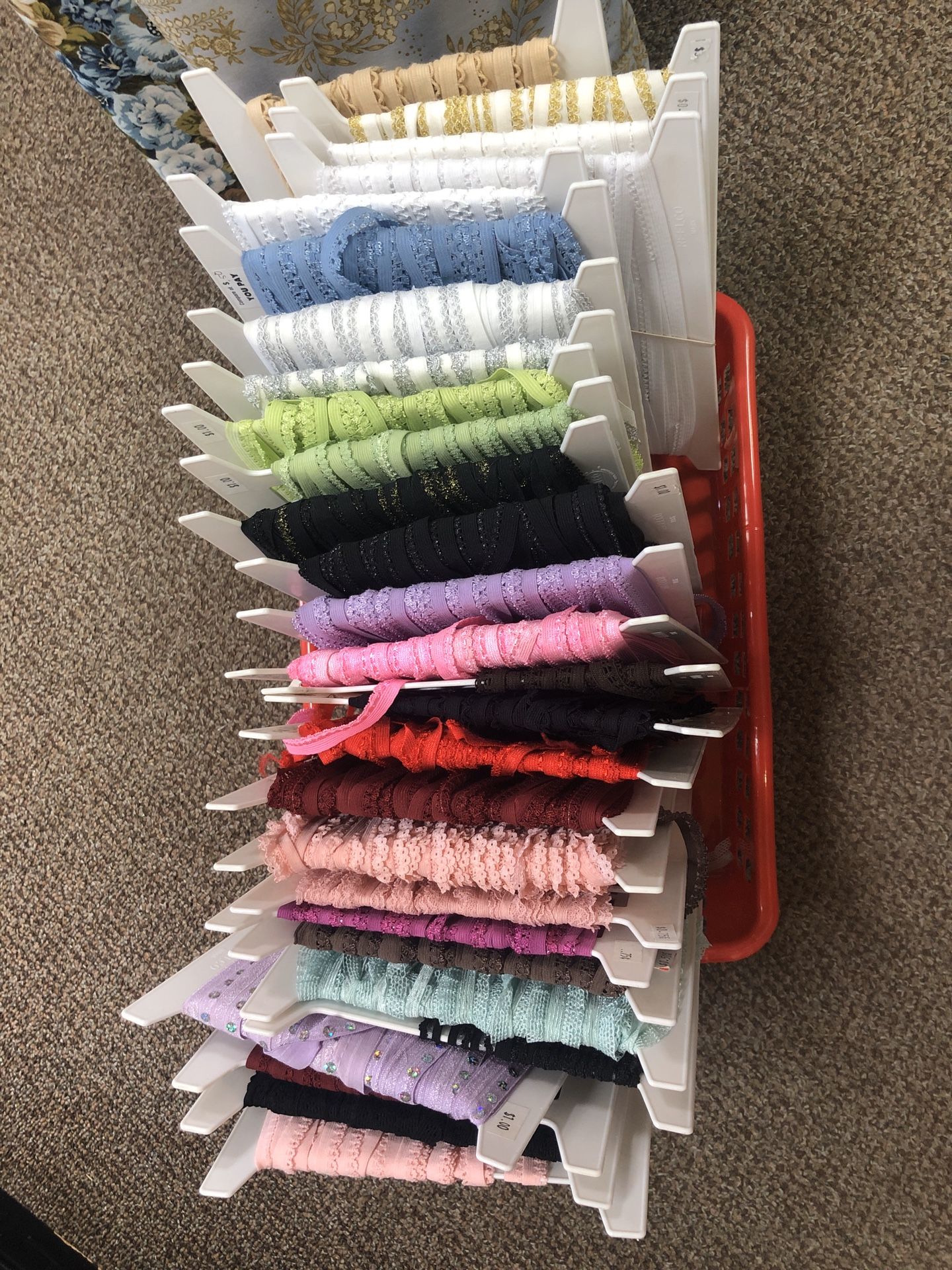 Elastic 1/4 inch assorted colors