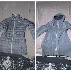 The North Face ThermoBall Eco Parka Jacket XS And Wind Breaker combo set (grey) XS