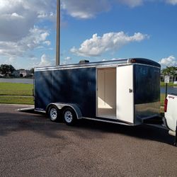 Beautiful Blue 16x8 Enclosed Cargo Trailer W/Ramp