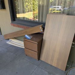 Free IKEA Twin Bed And Nightstand - Brown Faux Wood