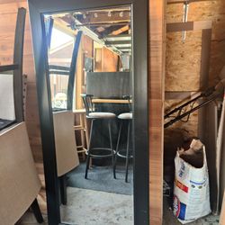 Large Floor Mirror with Black Frame