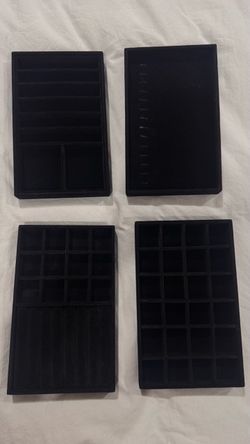 Black Velvet Jewelry Display Trays Set of 4