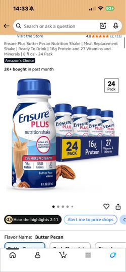 Ensure Plus Butter Pecan Nutrition Shake 24-Pack