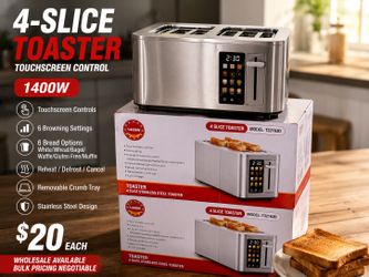 NEW 4-Slice Touchscreen Toaster – Stainless Steel – $20