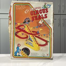 Vintage 1983 Playful Circus Seals Battery Operated Coaster TESTED