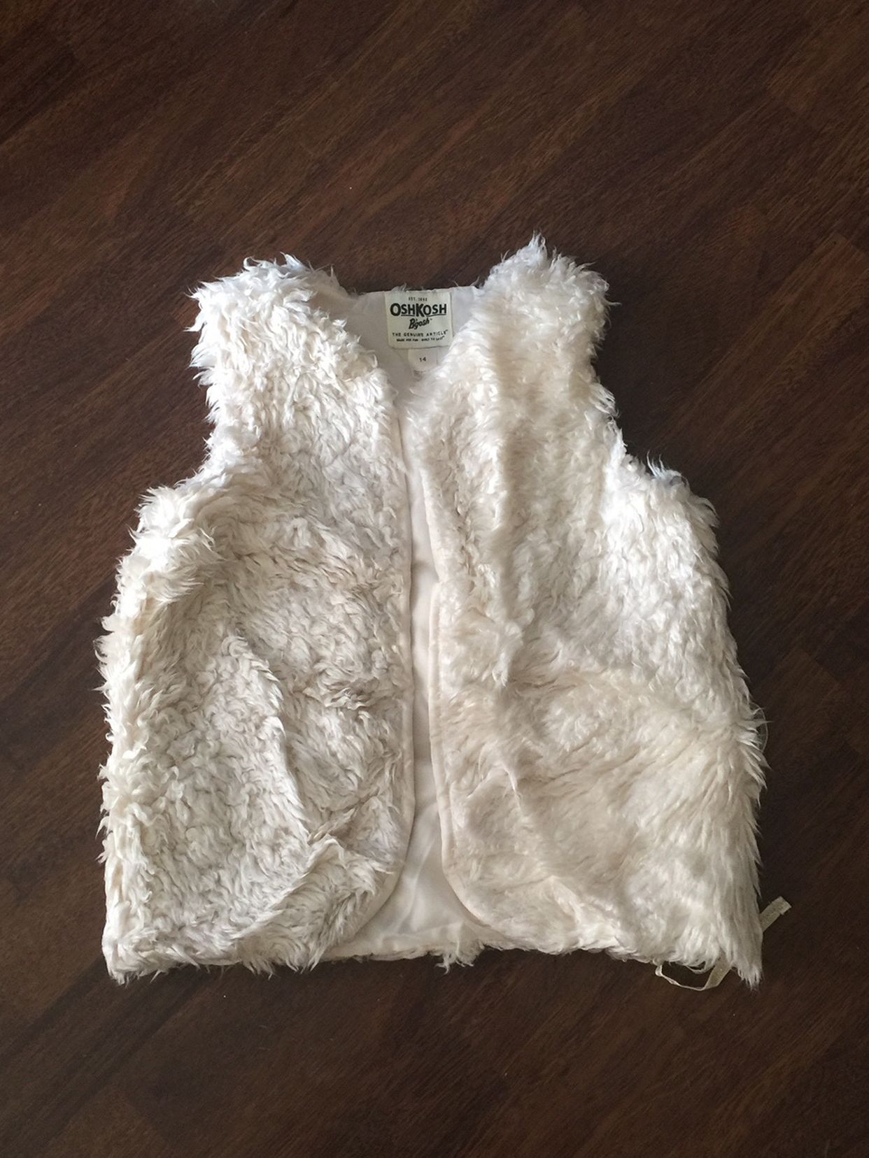 Girl Fur Vest Oshkosh, Size 14