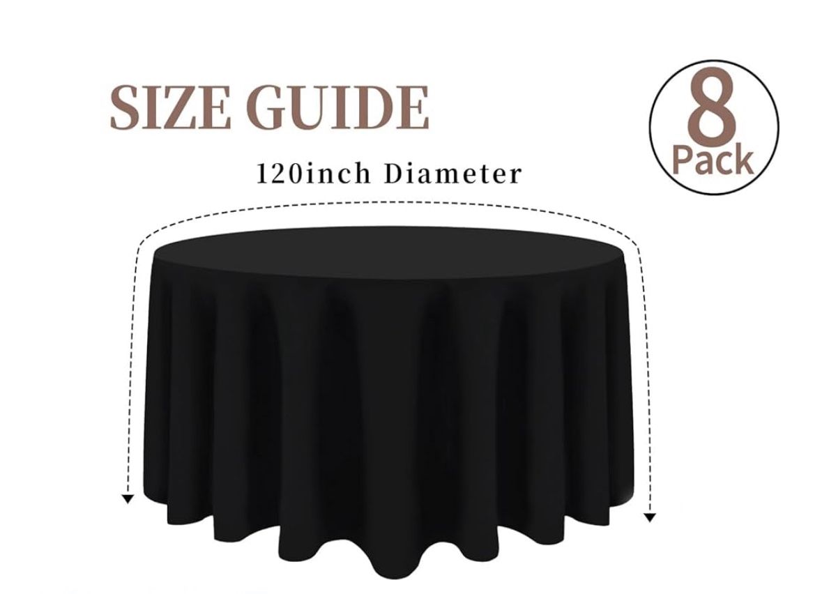 8 Round Tablecloths 120”