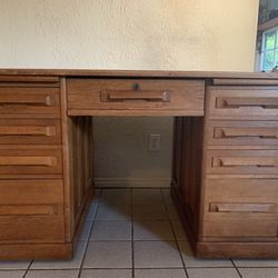 Vintage Brandt solid wood executive desk – mid-century
